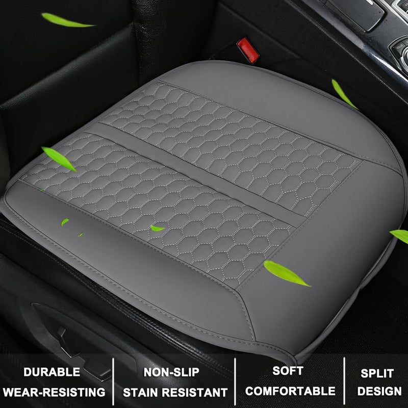 Black Panther Car Seats Covers, 1 Pair Universal Sideless Driver Seat Protectors with Lumbar Support and Headrest Covers (Gray) - Image 2